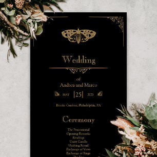 Victorian Moth Élégant programme de mariage gothiq