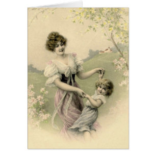 Victorian Mother and Child Note Card