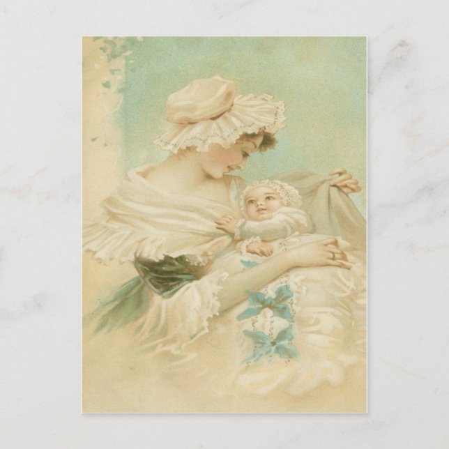 Victorian Mother Holding Child Mother's Day Card (Front)