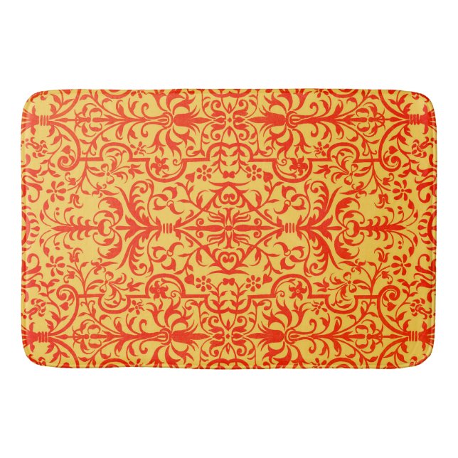 Victorian motif in orange bath mat (Front)