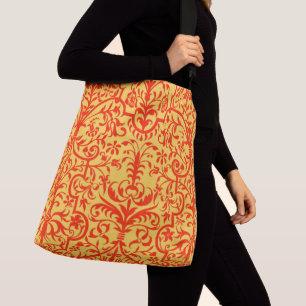 Victorian motif in orange crossbody bag