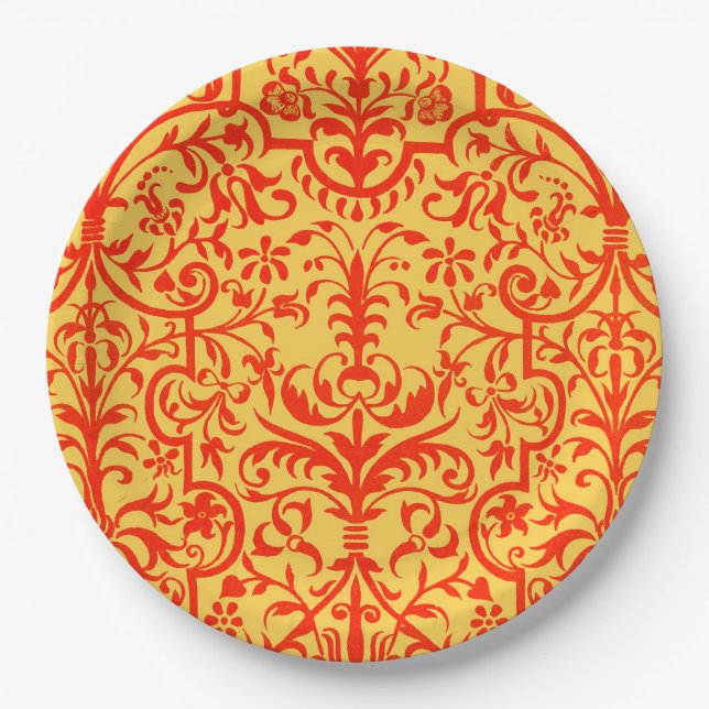 Victorian motif in orange paper plate (Front)