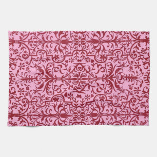 Victorian motif in pink kitchen towel