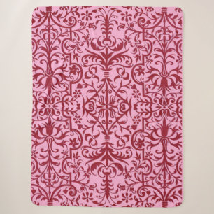 Victorian motif in pink sherpa blanket