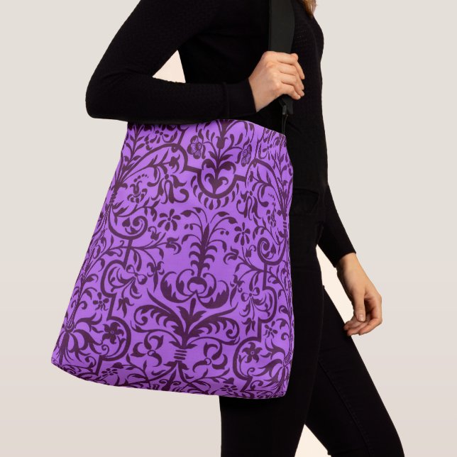 Victorian motif in purple crossbody bag (Close Up)