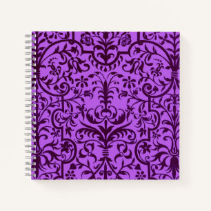 Victorian motif in purple notebook