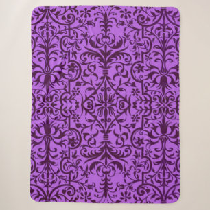 Victorian motif in purple sherpa blanket