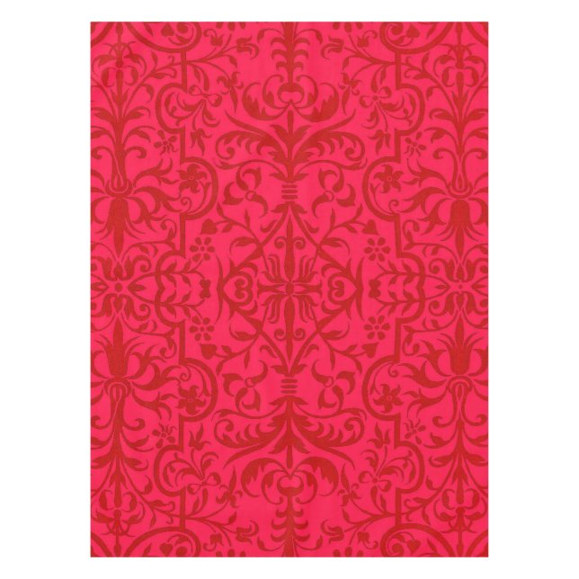 Victorian motif in red tablecloth (Front)
