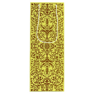 Victorian motif in yellow wine gift bag