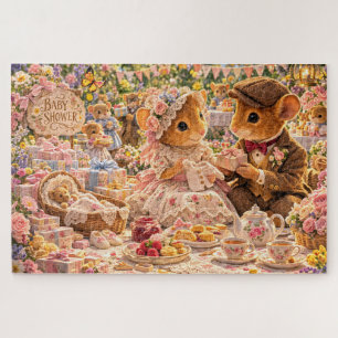 Victorian Mouse Baby Shower Cottagecore Nursery Jigsaw Puzzle