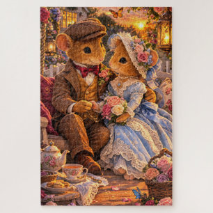 Victorian Mouse Couple Porch Swing Puzzle 