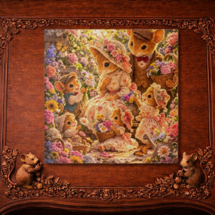 Victorian Mouse Family Cottage Garden Cottagecore Jigsaw Puzzle