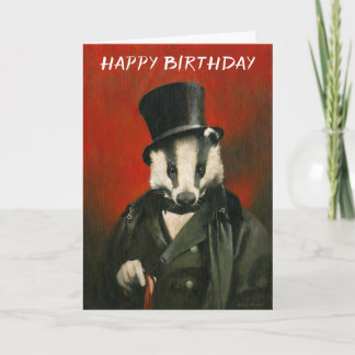 Victorian Mr Badger Birthday Card