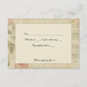 Victorian Music and Rose rsvp with envelopes Card