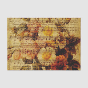 Victorian Music Sheet Watercolor Flower Wallpaper