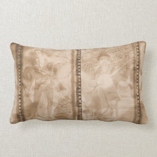 Victorian Musicians Sepia Film Collage - L Lumbar Pillow