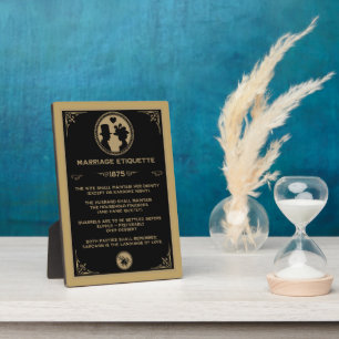 Victorian NewlyWeds Funny Marriage Rules Plaque