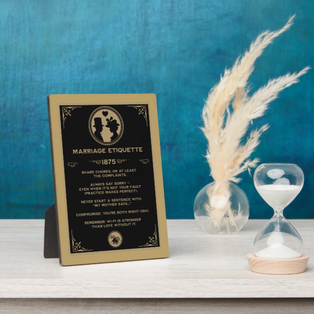  Victorian NewlyWeds Funny Marriage Rules  Plaque (Side)