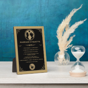 Victorian NewlyWeds Funny Marriage Rules Plaque