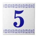 Victorian Number Tile<br><div class="desc">Victorian Number Tile - Blue on white with a printer's border</div>