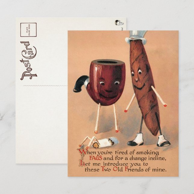 Victorian Odd Smoking Postcard  (Front/Back)