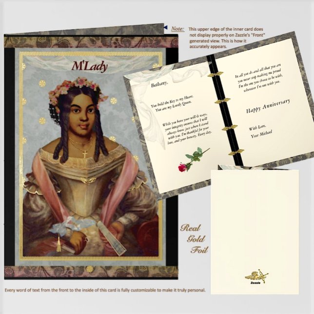 Victorian of Colour Foil Greeting Card (Luxurious gold foil! Fully customizable as a Valentine/Birthday/ Anniversary/etc. card for your lady)