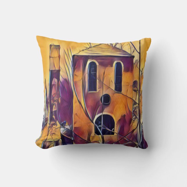 VICTORIAN OLD ENGLAND FUNNY BUILDING THROW PILLOW (Front)