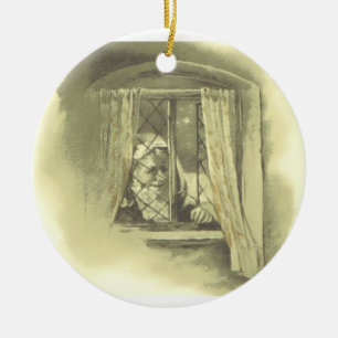 Victorian Old Father Christmas at Window Ceramic Ornament