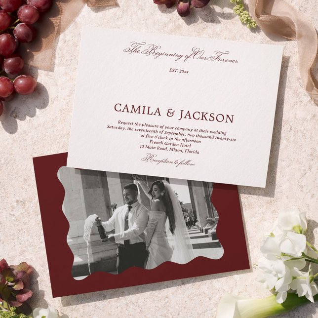  Victorian Old Money Burgundy Wedding  Invitation (Creator Uploaded)