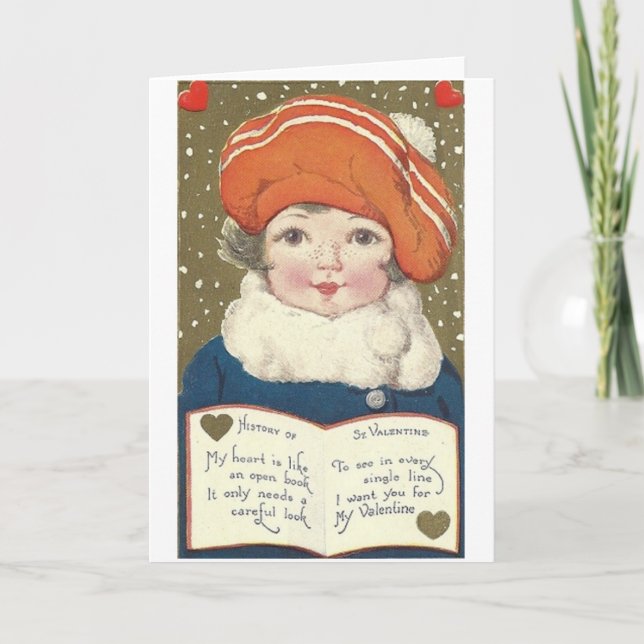 Victorian Open Book Valentine's Day Card (Front)