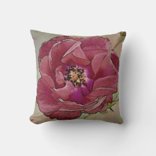 Victorian Open Rose Throw Pillow-Mauve Back Pillow