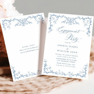 Victorian Ornate Blue Floral ENGAGEMENT PARTY Invitation