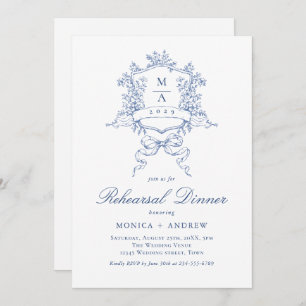Victorian Ornate Crest REHEARSAL DINNER QR code Invitation