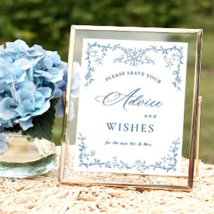 Victorian Ornate Dusty Blue Advice & Wishes Poster