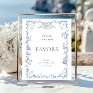 Victorian Ornate Dusty Blue Favours Wedding Poster