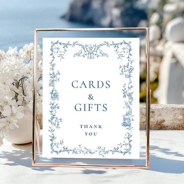 Victorian Ornate Dusty Blue Floral Cards and Gifts Poster (Creator Uploaded)