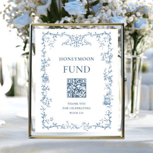 Victorian Ornate Dusty Blue Honeymoon Fund Poster (Creator Uploaded)