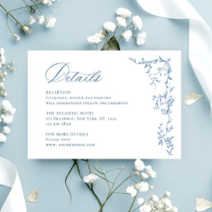 Victorian Ornate Floral Dusty Blue Wedding Details Enclosure Card