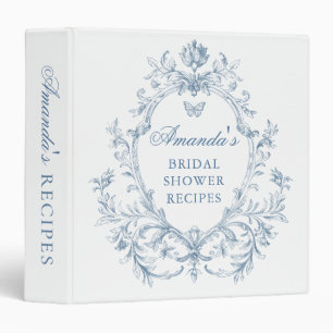 Victorian Ornate Grace Blue Bridal Shower Recipe Binder