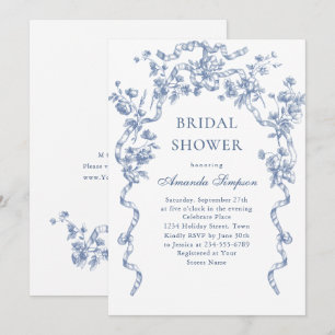 Victorian Ornate Grace Dusty Blue Bridal Shower Invitation