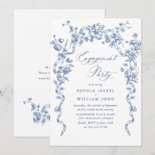 Victorian Ornate Grace Dusty Blue ENGAGEMENT PARTY Invitation