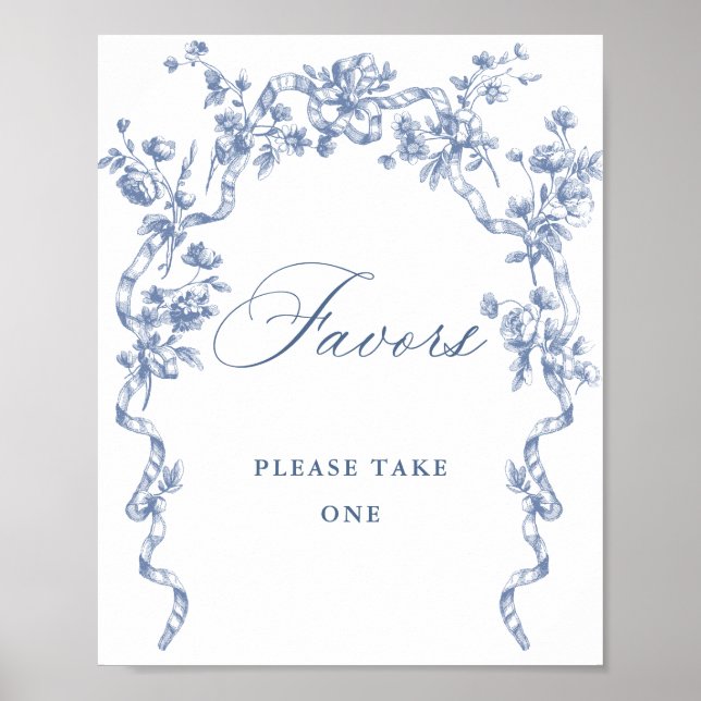 Victorian Ornate Grace Dusty Blue Favours Sign (Front)