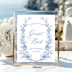 Victorian Ornate Grace Dusty Blue Guestbook Sign