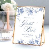 Victorian Ornate Grace Dusty Blue Guestbook Sign