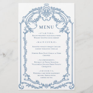 Victorian Ornate Grace Dusty Blue Menu Mariage