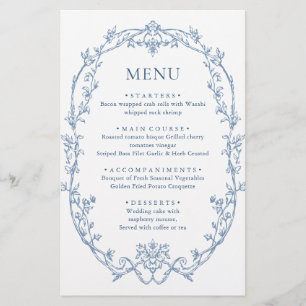 Victorian Ornate Grace Dusty Blue Menu Mariage
