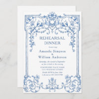 Victorian Ornate Grace Dusty Blue Rehearsal Dinner