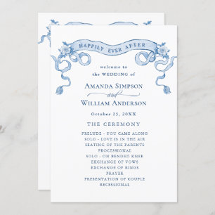 Victorian Ornate Grace Dusty Blue Wedding Ceremony Program