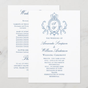 Victorian Ornate Grace Dusty Blue Wedding Ceremony Program