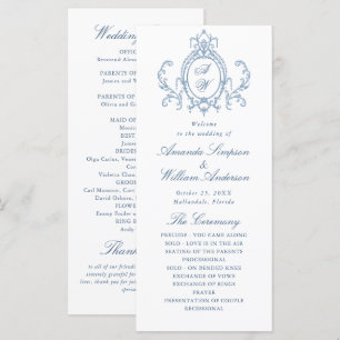 Victorian Ornate Grace Dusty Blue Wedding Ceremony Program
